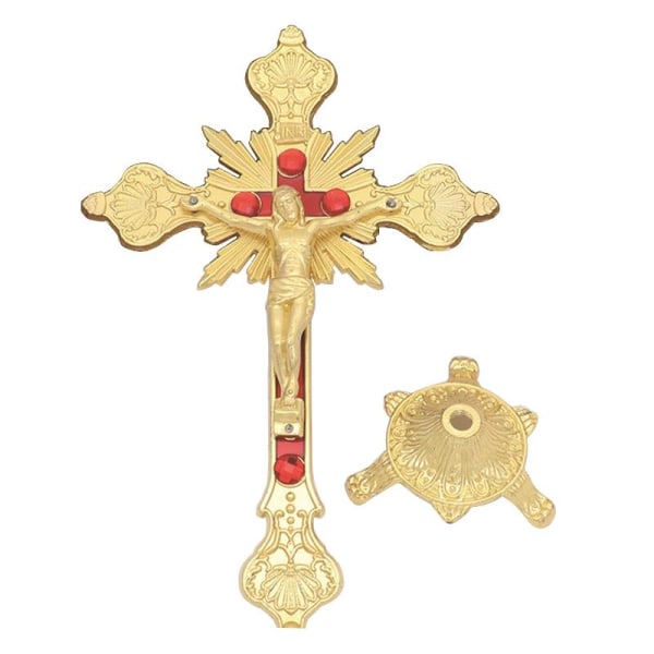 Metall vintage f?r korsfigur Jesus korsf?st kristen katolsk konststaty Guld