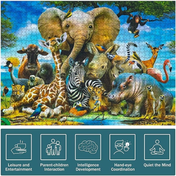 Pussel, 1000 bitar, ultratjocka förälder-barn interaktionsspel för vuxna Barn Avkoppling Rekreation (elefant)