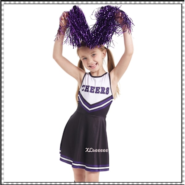 Cheerleadingdräkter för barn, förskoleflickor, cheerleadinguniformer, scenframträdanden, skolcheerleadingdräkter 黑色啦啦花球袜 身高110cm