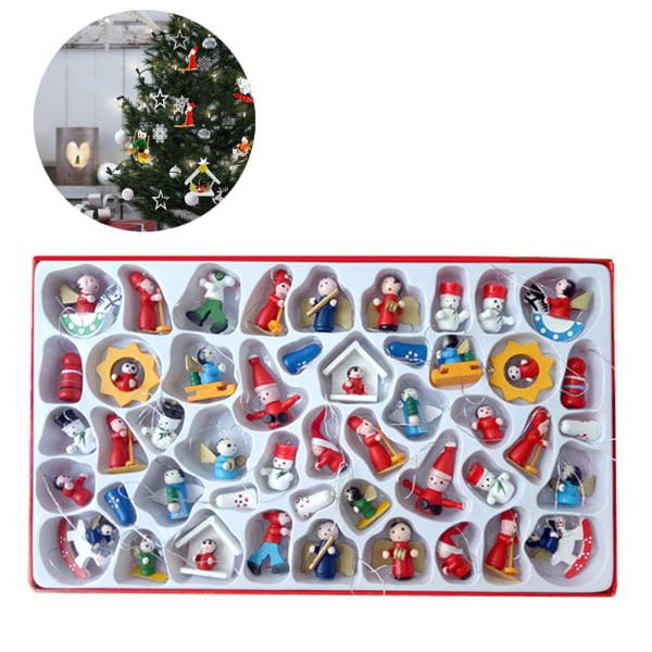 Mini Resin Juldekorationer Set med 24 - Rustik jul