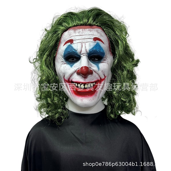 Nøye utvalgt Batman Jack-maske joker-maske Halloween-klovnemaske grønt hår rød nese latex hodedeksel Old Mouth Jack