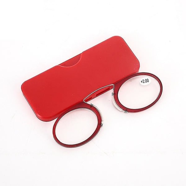 Mini Clip Nose Bridge Läsglasögon 1.0 till 2.5 Portabla presbyopiska glasögon Röda 2 2