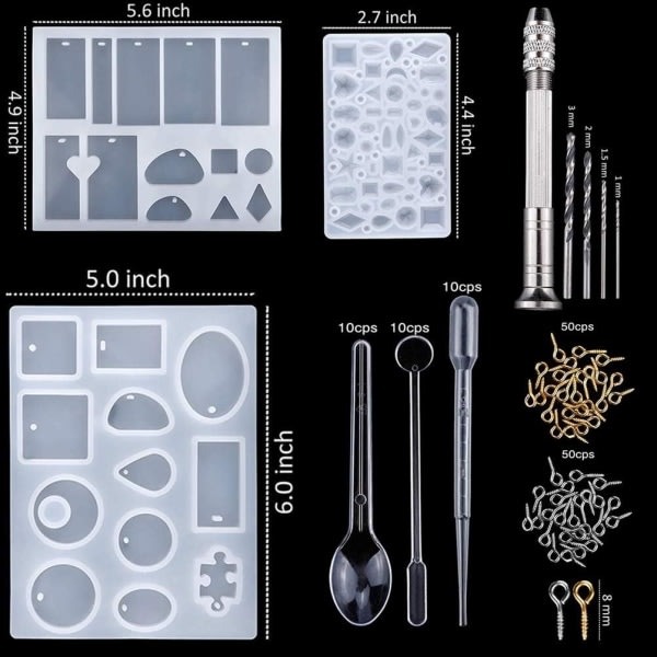 Hartsformar, 159 silikongjutformar och verktygssatser f?r g?r-det-sj?lv-smyckensarbeten formar, armband, h?ngande kulor