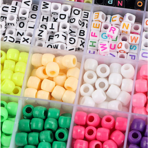 Färgglad Big Hole Bead Letter Bead 10 Färg Elastisk String Suit