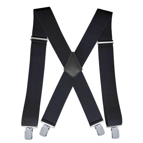 (svart) hängslen för män, breda hängslen, justerbara elastiska hängslen för män med starka clips, 5 cm bredd, 120 cm längd
