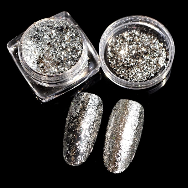 Uusi puhdas hopeahiutaleet kynsipaljetit arkki glitter bling peili kynsi glitter jauhe paljetti DIY kynsi taide koristelu 0.2g