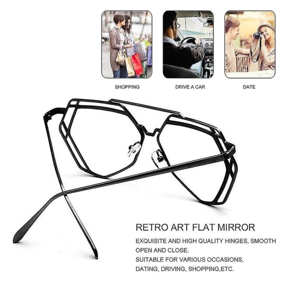 Platt spegel Metall fyrkantig ram Glas?gon Ram Resin Lins Specialdesign