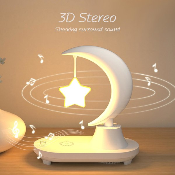 Star Bluetooth högtalare Led vid sängkanten Romantisk färgglad atmosfär nattljus med trådlös laddningsklämma Lampor för rumsklämma på lampskärm