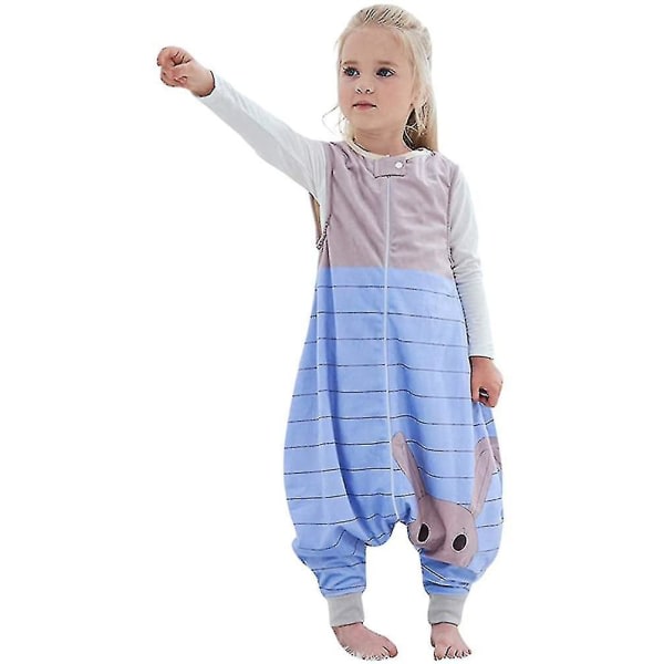 Ny sovsäck för barn med ben Mjuk pyjamas Sovsäck för flickor för pojke blå L(5 till 6 Jahre)