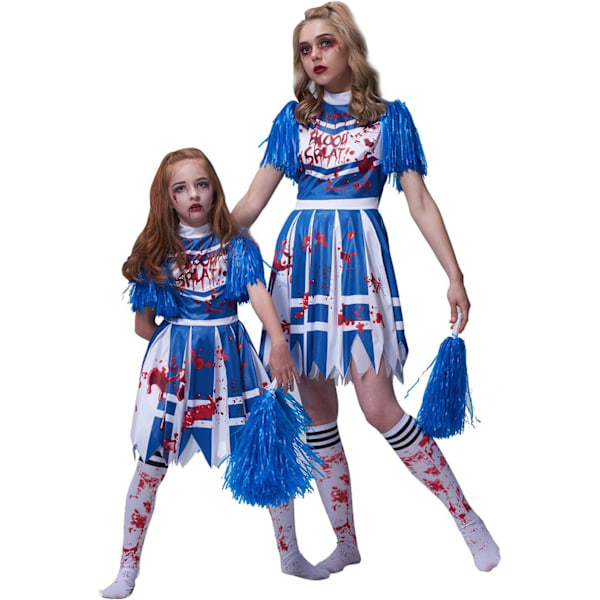 Zombie Halloween Kostume, Piger Drenge Kvinder Cheerleader Gymnasium Fange Brud Sygeplejerske Store Børn Fantasy Outfit blå 8-10 ans