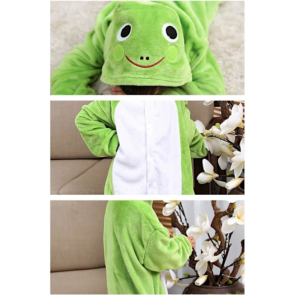 Barn unisex jumpsuits, 2023 kostyme dyreonesie nattkjole pyjamas hettegenser cosplay kigurum nattøy jul Halloween Groda 100