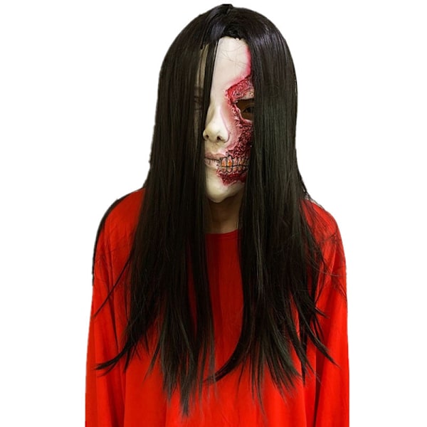 Horror maske script killing NPC mand og kvinde maske hovedbeklædning rum flugt hjemsøgt hus kvindelig spøgelseskjole Halloween dans Black hair eyebrow (including wig)