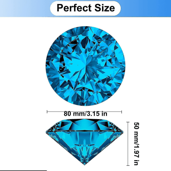 Stor kristalldiamant pappersvikt med stativ Juveler Bröllopsdekorationer Centerpieces Heminredning 3,15 tum (ljusblå)