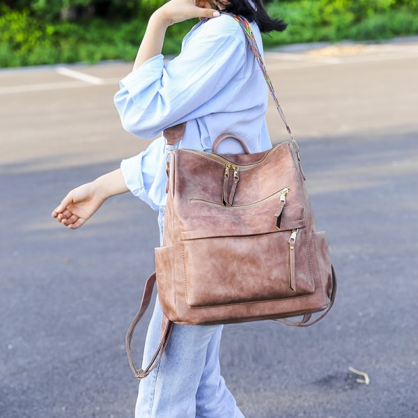 Multifunktionell ryggsäck för kvinnor i väska - Rosa