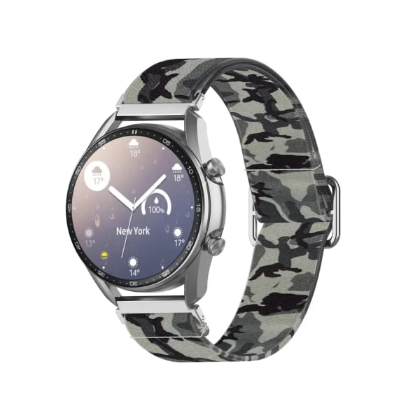 22 mm mjukt justerbart gummiband watch Gr? kamouflagerem f?r Samsung Galaxy Watch3 45 mm Huawei GT2 PRO Watch Ers?ttningsdelar