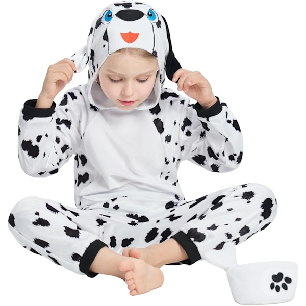 Dalmatinerkostyme for barn, 3-delt polka dot hundedress, valper dalmatinere valper onesie sett for gutter jenter Halloween karneval fest 3-10 år 3-4 Jahre