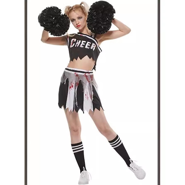 Halloween-udsalg - Nyt ankomst - Voksen kvinde zombie cheerleader kostume - Halloween blodig kjole - FCL a L