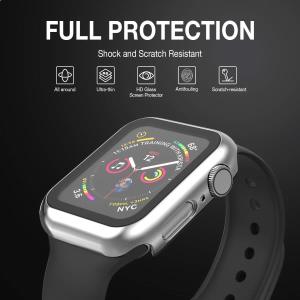 Case kompatibel med Apple Watch 44MM-serien silver För Series 6/5/4/SE 44mm