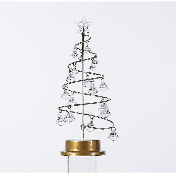 Bordsskiva metall julgran Lampa Spiral Smidesjärn Ornament Display Stand med kristallkulor