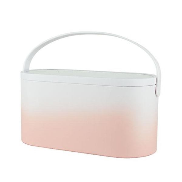 Makeup Organizer Box med spegel och ledljus USB Uppladdningsbar Bärbar Resesmink Kosmetik Organizer med Touch Light
