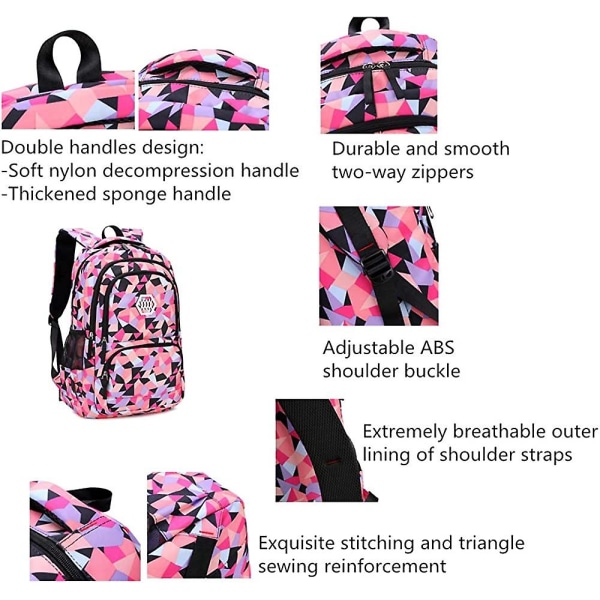 Geometrisk, blad eller galaxryggsäck för flickor-pojkar Middle-school Bag Elementary Bookbags