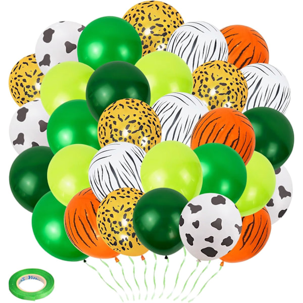 50-Piece Jungle Safari Theme Balloons, 30 cm Latex Balloons for Parties