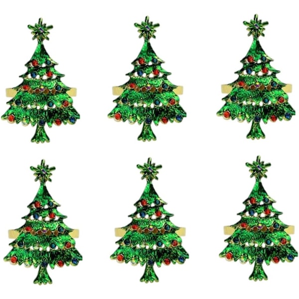 Christmas tree napkin rings set for wedding birthday xmas party table decoration 6 pcs napkin ring