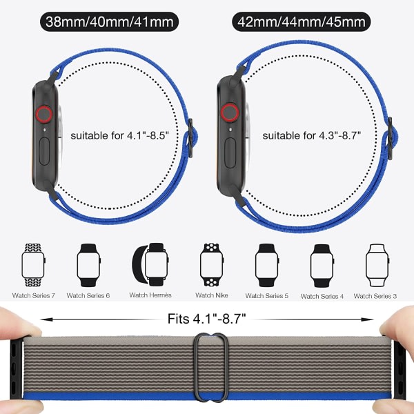 6-pack elastisk nylon för Apple Watch -band 6st20 45mm/44mm/42mm/49mm