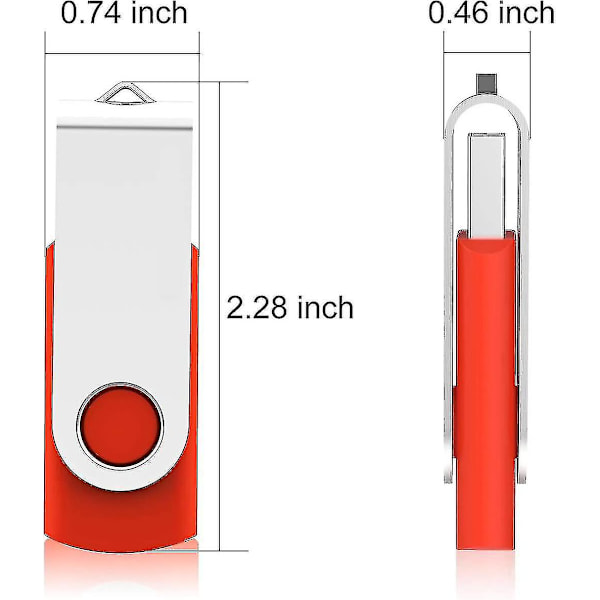 10-pak USB-stik USB 2.0 flashdrev Bulk-pak Drejelig Memory Stick Viktig lagring Jump Drive Zip Drive 10 Pak Rød 10 Pack Red 32GB