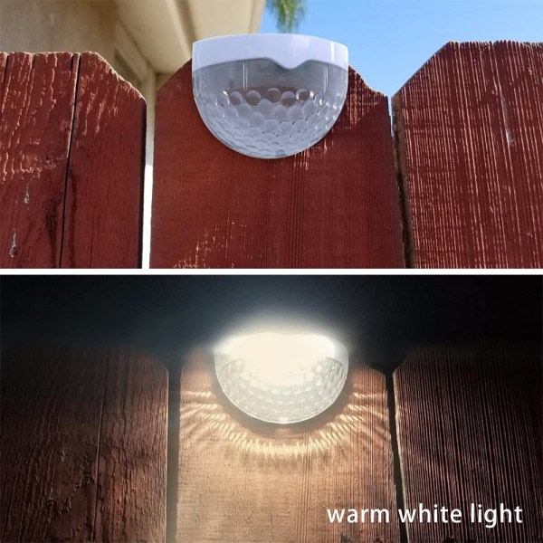 Solar Fence Lights Utomhus dekorativa trädgårdslampor Vattentät vitt skal varmt ljus