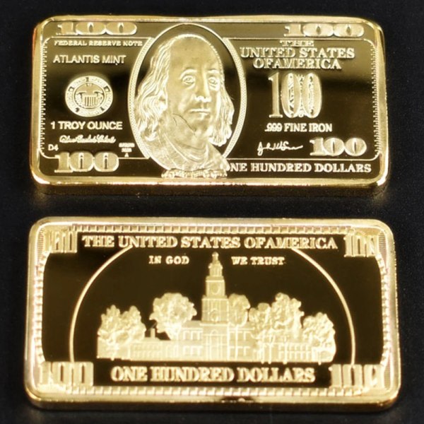 USA 100 Dollars Bullion 24k guldtacka Metallmynt Guldstaplar USD Cherry