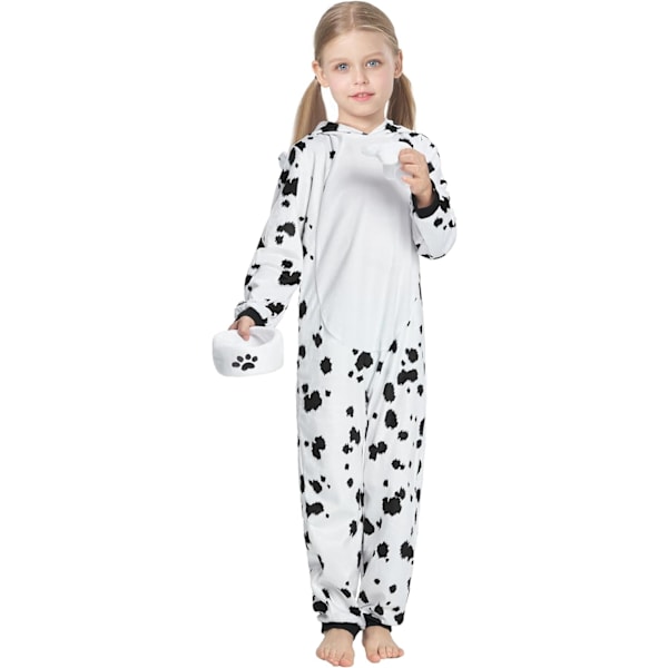 Dalmatinerkostyme for barn, 3-delt polka dot hundedress, valper dalmatinere valper onesie sett for gutter jenter Halloween karneval fest 3-10 år 3-4 Jahre