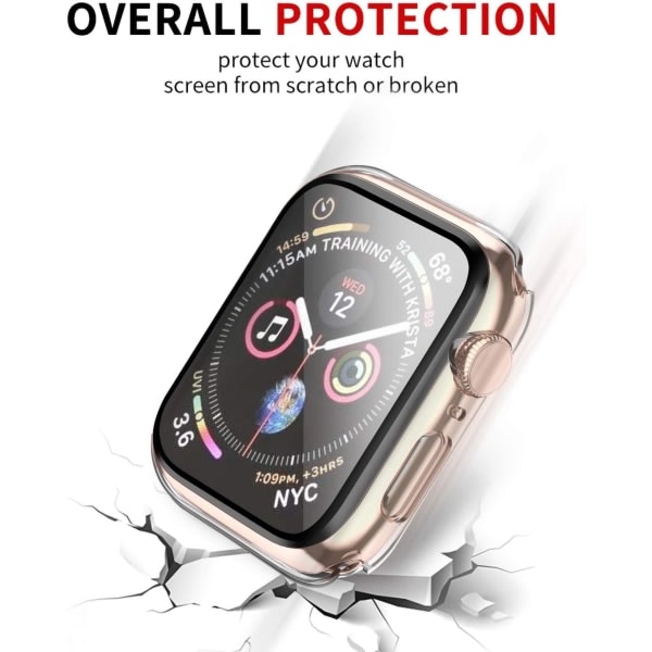 Case kompatibelt med Apple i Watch Series 1/2/3/4/18 med inbyggt sk?rmskydd av h?rdat glas - Runt om h?rt PC- case （Gyllene）40 mm