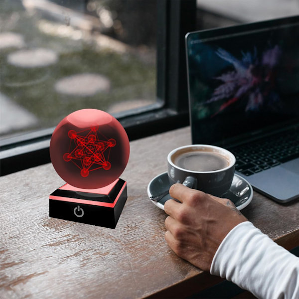 3D Kristallkula Nattlampa med LED-bas, Metatrons Kub Design för Dekoration metatron cube