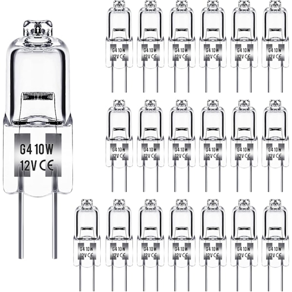 G4 halogenlamper 10W 12V - Varmhvit - 20-pakning 10W 20stk 20pcs 10W