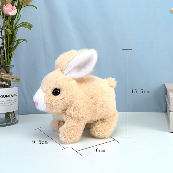 Plysj elektrisk liten hvit kanin simulasjon kjæledyr som kan gå, bjeffe, bevege munnen og riste på ørene langhåret kanin leketøy Angora rabbit (gray)