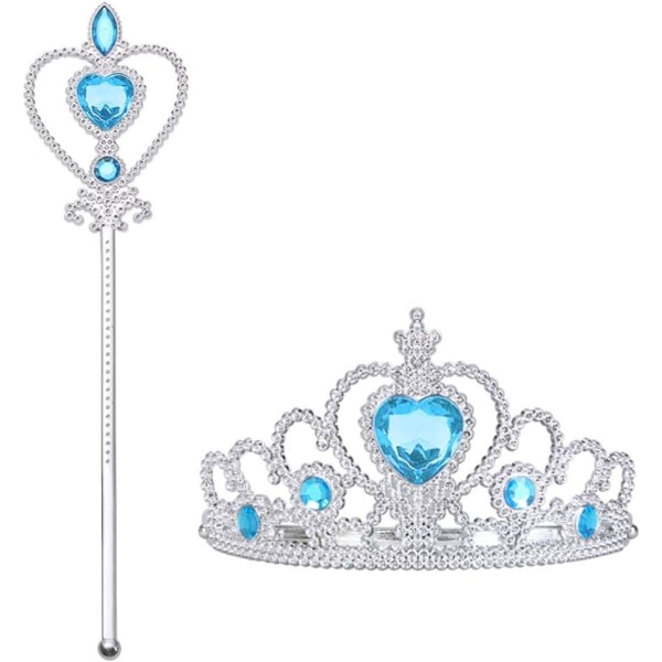 Elsa 2-delad set, Princess Crown med trollstav - Carnival Blau