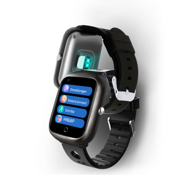 Smart klocka med puls, blodtryck, GPS-positionering IP67 Svart Svart