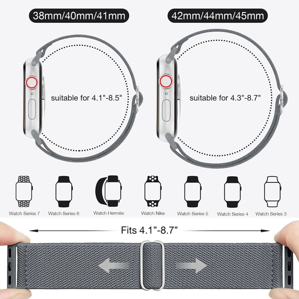6-pack elastisk nylon för Apple Watch -band 6st 4 41mm/40mm/38mm