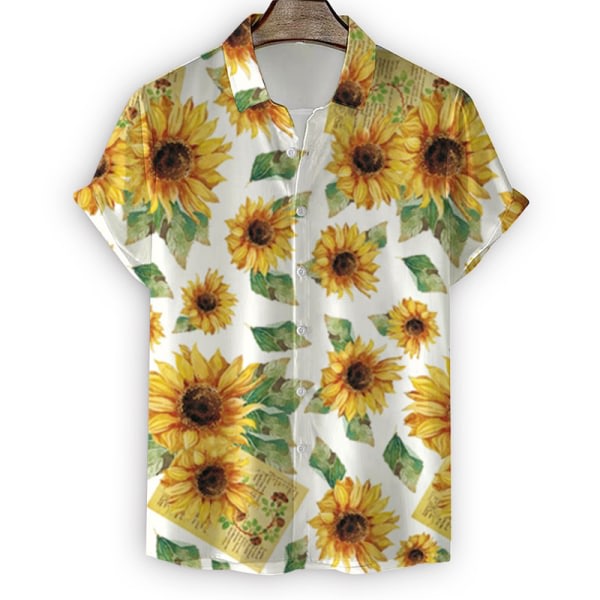 Hawaiiskjorta f?rm?n, casual kort? rmade skjortor med knappar COLOR 5 XL Cherry