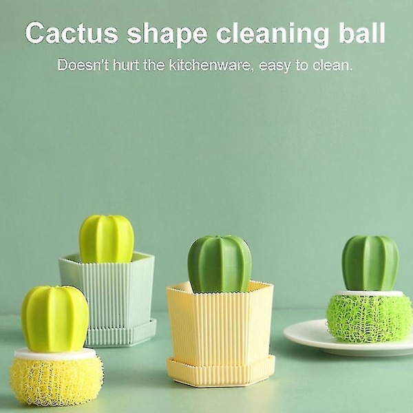 1 set bedårande rengöringsborste i kaktusform Antiglidhandtag rik skumplast skurborste för hemmet (färg: gul)