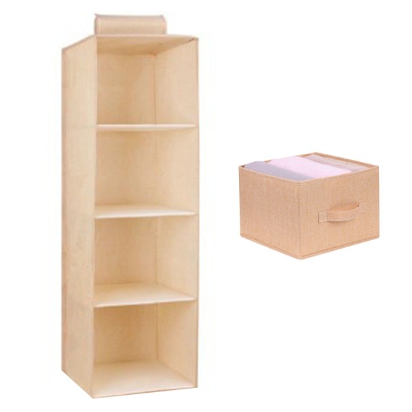 3 hyllor h?ngande organizer med 1 underkl?der/strumpor Beige