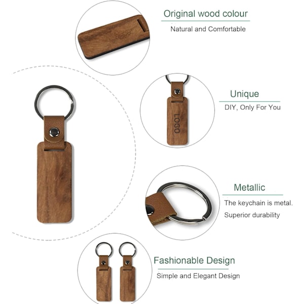 Tränyckelringset med anpassad nyckelring och mini-DIY-flytande ramnyckelring Kreativ present Skrivande gravyr målning, Brun, S