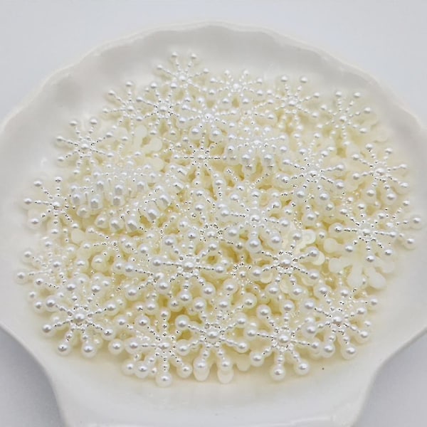 200 st Snowflake Artificiell Flatback Pearl Julkort gör diy hög kvalitet
