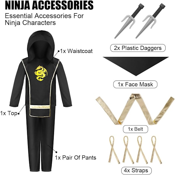 Sorte Ninja Kostumer Til Børn Ninja Deluxe Kostume Sæt Med Ninja Skum Tilbehør Legetøj Halloween Kostume Piger Dreng S