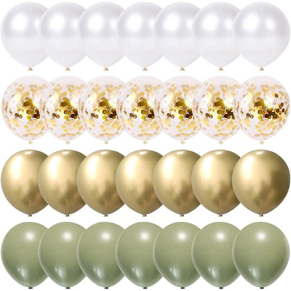 60-pack 30 cm Salviagrön och Guld Ballonger, Helium Ballonger för Fest