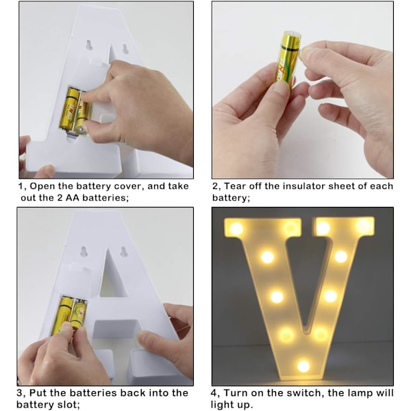 LED-bokstavslampa för fester och bröllop, batteridriven (V) V