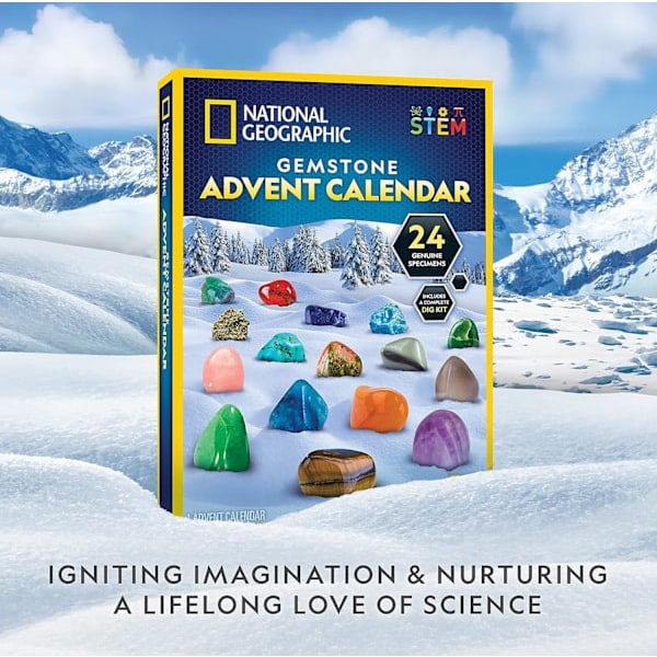 NATIONAL GEOGRAPHIC Ädelstensadventskalender - 2024 Adventskalender för Barn med 24 Ädelstenar att Öppna Varje Dag, Mini Gem Digger Kalender 16