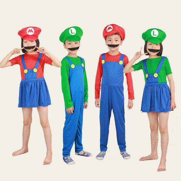 Mario kostume Super Mario tøj Halloween bold dekoration hat børne cosplay performance kostumer Adult male red L