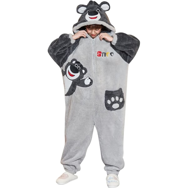 Aikuisten unisex-hyppyhaalareita, eläinpuku-onesie, yöpaita, pyjama, huppari, yöasu, cosplay, pahvilaisten yöasuja juhliin, halloween Damgrå S